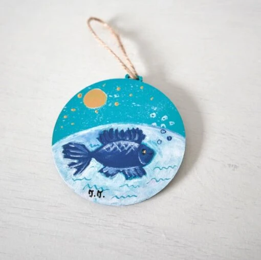 Fish Decoration, Turquoise Christmas Bauble, Nautical Style Art -Christmas Homeware & Accessories Shop featureditemlargei 16