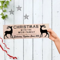 Personalised Christmas Reindeer Wood Sign - 4 Colours -Christmas Homeware & Accessories Shop featureditemlargei 1612