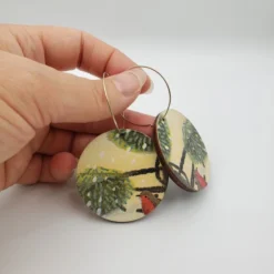 Medium Christmas Red Robin Wooden Dangly Earrings -Christmas Homeware & Accessories Shop featureditemlargei 1629