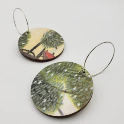 Medium Christmas Red Robin Wooden Dangly Earrings -Christmas Homeware & Accessories Shop featureditemlargei 1630