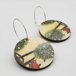 Medium Christmas Red Robin Wooden Dangly Earrings -Christmas Homeware & Accessories Shop featureditemlargei 1631