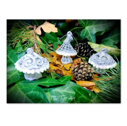 Silver Toadstool Christmas Decorations Set Of 3 -Christmas Homeware & Accessories Shop featureditemlargei 1659