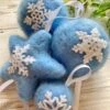 Set Of Needle Felted Christmas Snowflake Baubles