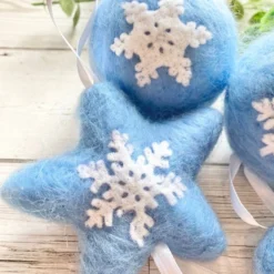 Set Of Needle Felted Christmas Snowflake Baubles -Christmas Homeware & Accessories Shop featureditemlargei 1670