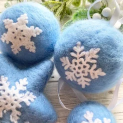 Set Of Needle Felted Christmas Snowflake Baubles -Christmas Homeware & Accessories Shop featureditemlargei 1671