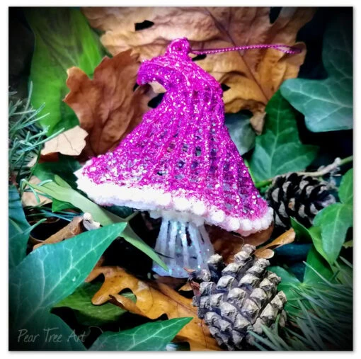 Pink Toadstool Christmas Decoration