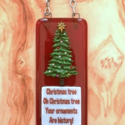 Handmade Fused Glass 3D Christmas Cat Hanging Picture Decoration - Festive Decor -Christmas Homeware & Accessories Shop featureditemlargei 1691