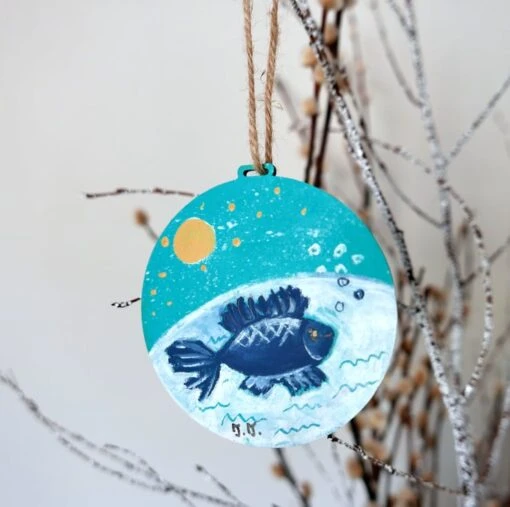 Fish Decoration, Turquoise Christmas Bauble, Nautical Style Art -Christmas Homeware & Accessories Shop featureditemlargei 17