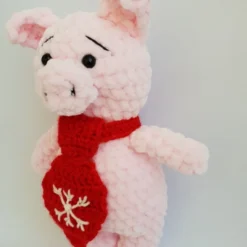 Handmade Crochet Piglet In A Red Hat, Handmade Gift, Christmas Gift -Christmas Homeware & Accessories Shop featureditemlargei 1729