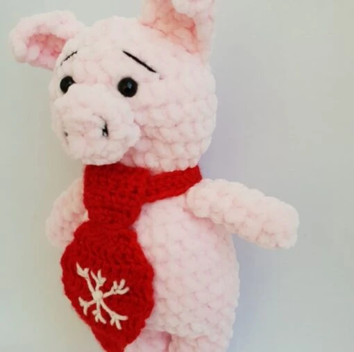 Handmade Crochet Piglet In A Red Hat, Handmade Gift, Christmas Gift -Christmas Homeware & Accessories Shop featureditemlargei 1729