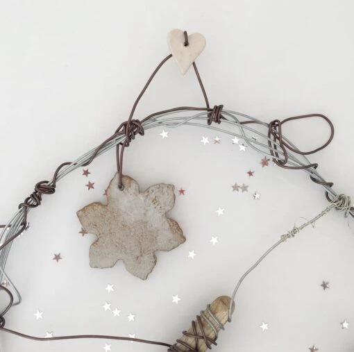 Christmas Wreath, Wire Sculpture, Wall Art, Christmas Decoration, Wire, Pottery -Christmas Homeware & Accessories Shop featureditemlargei 173