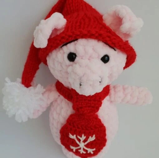 Handmade Crochet Piglet In A Red Hat, Handmade Gift, Christmas Gift -Christmas Homeware & Accessories Shop featureditemlargei 1730