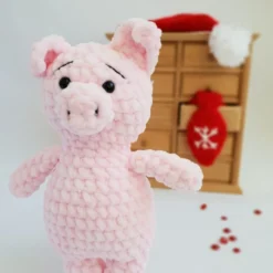 Handmade Crochet Piglet In A Red Hat, Handmade Gift, Christmas Gift -Christmas Homeware & Accessories Shop featureditemlargei 1731