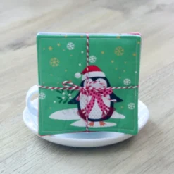 Set Of Four Christmas Coasters With Fun Pictures