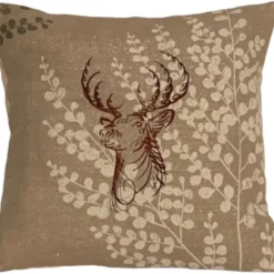 Glitter Christmas Swirl Stag Embroidered Cushion Cover 14”x14” Last One