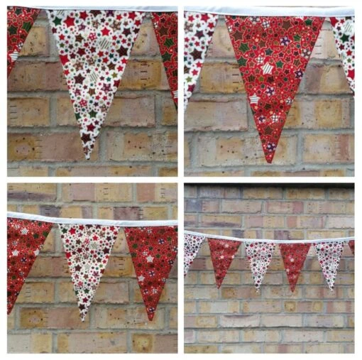Bunting In Christmas Stars Fabric. Free Uk Delivery.