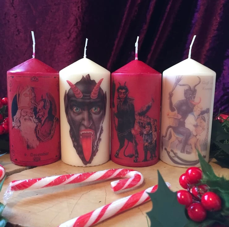 Set Of 4 Kitsch Christmas Krampus Scented Candles 1 Set Of 4 Kitsch Christmas Krampus Scented Candles