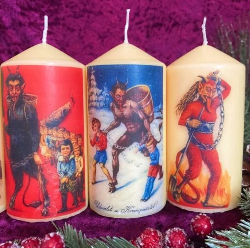 Set Of Four Kitsch Festive Christmas Krampus Scented Candles -Christmas Homeware & Accessories Shop featureditemlargei 1805