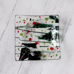 Fused Glass Christmas-themed Tealight Holder, Trinket Or Bonbon Dish -Christmas Homeware & Accessories Shop featureditemlargei 1817