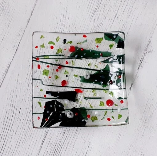 Fused Glass Christmas-themed Tealight Holder, Trinket Or Bonbon Dish -Christmas Homeware & Accessories Shop featureditemlargei 1817