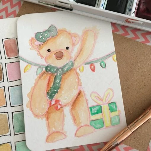 Hallie, Cosy Christmas Bear, Hand Sewn Collectible Artist Bear With Scarf -Christmas Homeware & Accessories Shop featureditemlargei 1837