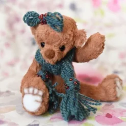 Hallie, Cosy Christmas Bear, Hand Sewn Collectible Artist Bear With Scarf -Christmas Homeware & Accessories Shop featureditemlargei 1838