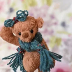 Hallie, Cosy Christmas Bear, Hand Sewn Collectible Artist Bear With Scarf -Christmas Homeware & Accessories Shop featureditemlargei 1839