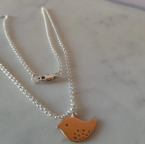 ROSE GOLD SPARROW AND SILVER CHAIN NECKLACE -BIRD -CHRISTMAS - FREE UK POSTAGE -Christmas Homeware & Accessories Shop featureditemlargei 1849