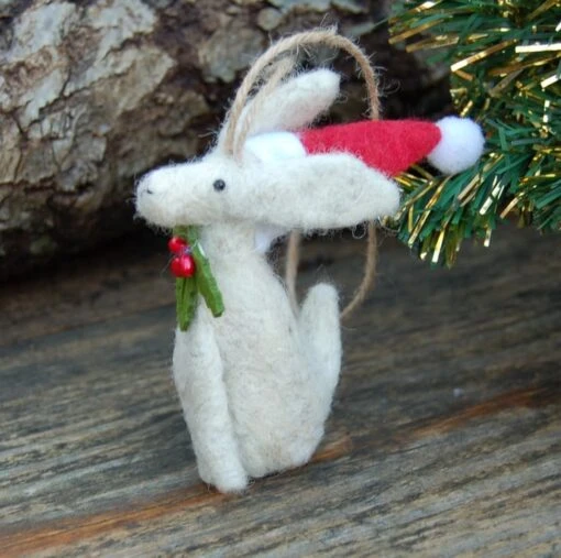 Xmas Bauble -Moon Gazing Hare Wearing A Santa Hat - Christmas Tree Bauble -Christmas Homeware & Accessories Shop featureditemlargei 185