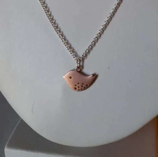 ROSE GOLD SPARROW AND SILVER CHAIN NECKLACE -BIRD -CHRISTMAS - FREE UK POSTAGE -Christmas Homeware & Accessories Shop featureditemlargei 1850