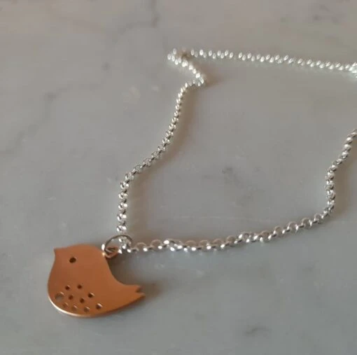 ROSE GOLD SPARROW AND SILVER CHAIN NECKLACE -BIRD -CHRISTMAS - FREE UK POSTAGE -Christmas Homeware & Accessories Shop featureditemlargei 1852