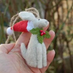 Xmas Bauble -Moon Gazing Hare Wearing A Santa Hat - Christmas Tree Bauble -Christmas Homeware & Accessories Shop featureditemlargei 186