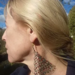 Green Christmas Tree Dangly Earrings, Crocheted Wire With Red Baubles, 6cm Long, 7 Green Christmas Tree Dangly Earrings, Crocheted Wire With Red Baubles, 6cm Long, -Christmas Homeware & Accessories Shop featureditemlargei 1865