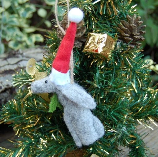 Xmas Bauble -Moon Gazing Hare Wearing A Santa Hat - Christmas Tree Bauble -Christmas Homeware & Accessories Shop featureditemlargei 187