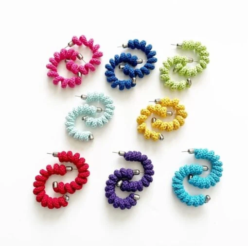 Christmas Homeware & Accessories Shop 32 Colourful Cotton Statement Hoops Made With Wired Rope, Christmas Gifts