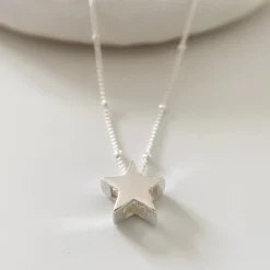 Christmas Silver Star Necklace, Sterling Silver Satellite Chain Necklace, Handma 10 Christmas Silver Star Necklace, Sterling Silver Satellite Chain Necklace, Handma -Christmas Homeware & Accessories Shop featureditemlargei 1890