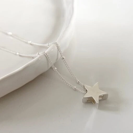 Christmas Silver Star Necklace, Sterling Silver Satellite Chain Necklace, Handma -Christmas Homeware & Accessories Shop featureditemlargei 1891