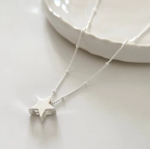 Christmas Silver Star Necklace, Sterling Silver Satellite Chain Necklace, Handma -Christmas Homeware & Accessories Shop featureditemlargei 1892