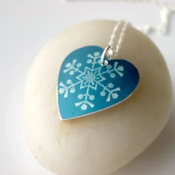 Christmas Snowflake Heart Pendant In Teal Blue -Christmas Homeware & Accessories Shop featureditemlargei 1900