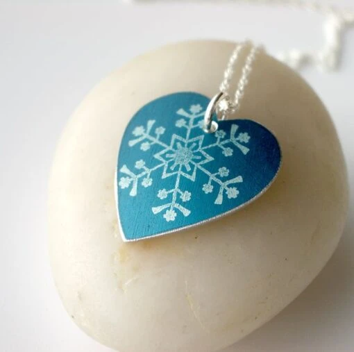 Christmas Snowflake Heart Pendant In Teal Blue -Christmas Homeware & Accessories Shop featureditemlargei 1900