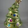 Green Glittery Ceramic Xmas Christmas Tree Candle Tea Light Holder Decoration.