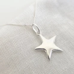Christmas Star Necklace, Sterling Silver Puffy Star Pendant, Celestial Necklace, -Christmas Homeware & Accessories Shop featureditemlargei 1934