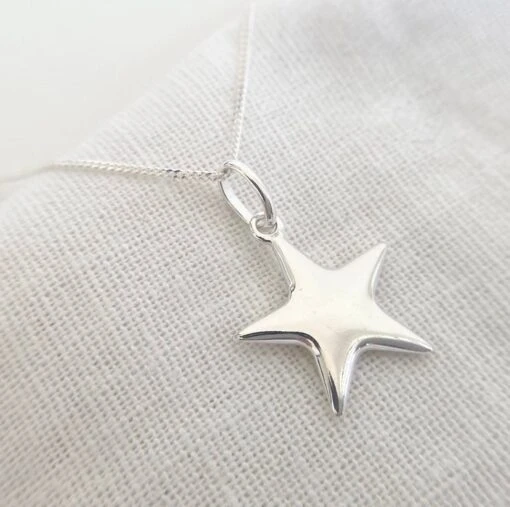 Christmas Star Necklace, Sterling Silver Puffy Star Pendant, Celestial Necklace, -Christmas Homeware & Accessories Shop featureditemlargei 1934