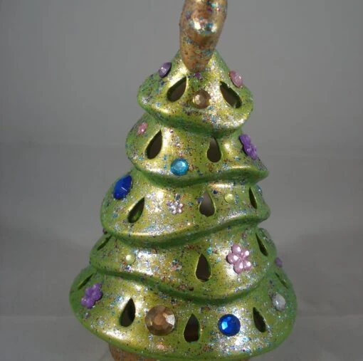 Green Glittery Ceramic Xmas Christmas Tree Candle Tea Light Holder Decoration. 10 Green Glittery Ceramic Xmas Christmas Tree Candle Tea Light Holder Decoration. -Christmas Homeware & Accessories Shop featureditemlargei 196