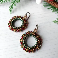Christmas Wreath Hoop Earrings In Green, Gold And Red 10 Christmas Wreath Hoop Earrings In Green, Gold And Red -Christmas Homeware & Accessories Shop featureditemlargei 1968