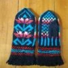 Hand Knit Wool Mittens Black Blue Red Pink Traditional Fairisle Nordic Christmas