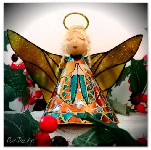 Large: Orange Tin Angel Christmas Tree Topper -Christmas Homeware & Accessories Shop featureditemlargei 202