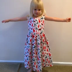 Christmas Reindeer On White Dress 4 - 5 Years