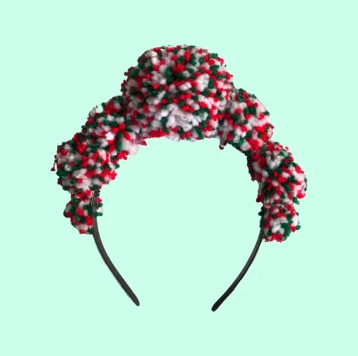 Multicolour Pompom Festival Headband Crown, Pom Pom Christmas Headpiece