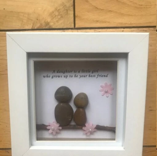 Pebble Artwork Frame, Daughter Gift, Daughter Christmas Gift, Gifs For Family Me